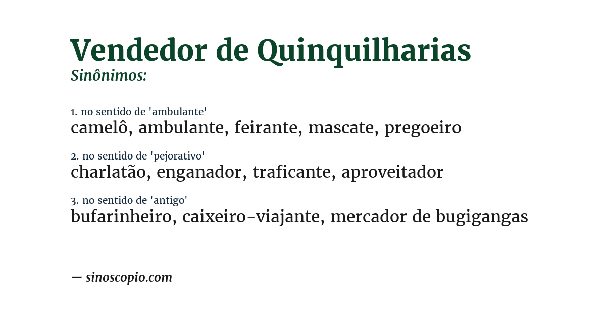 Sinônimo de vendedor de quinquilharias