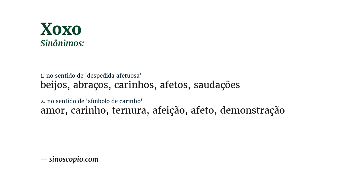 Sinônimo de xoxo
