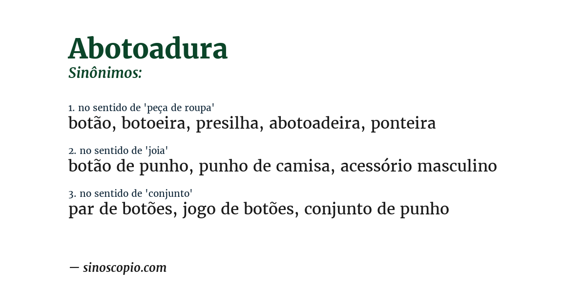 Sinônimo de abotoadura