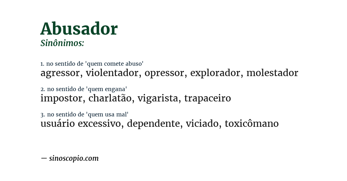 Sinônimo de abusador