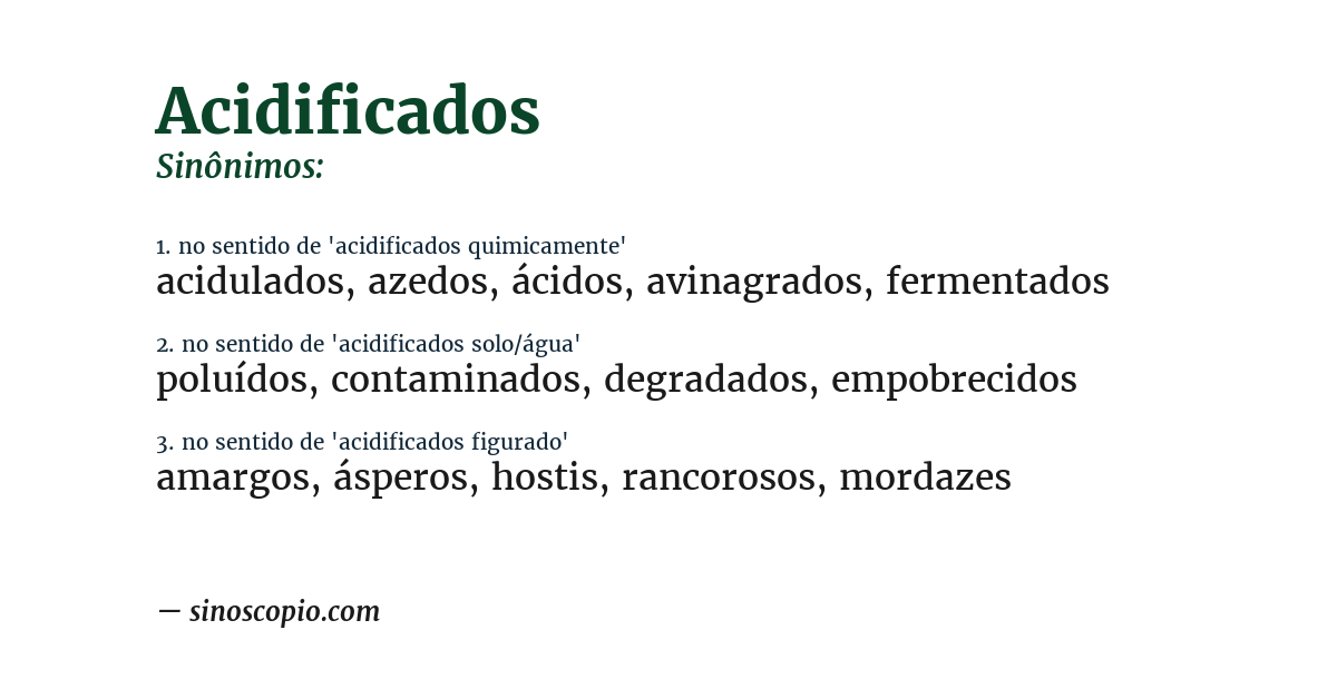 Sinônimo de acidificados