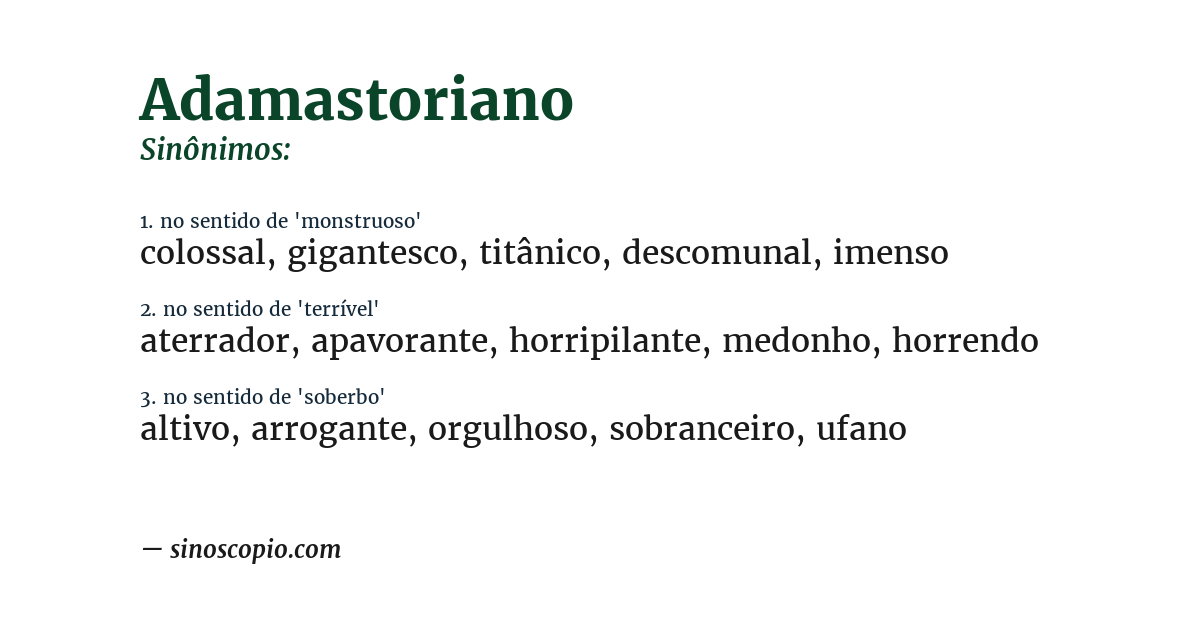 Sinônimo de adamastoriano