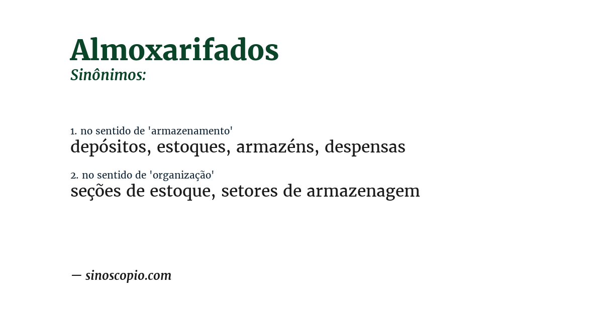 Sinônimo de almoxarifados