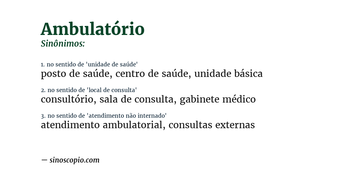 Sinônimo de ambulatório