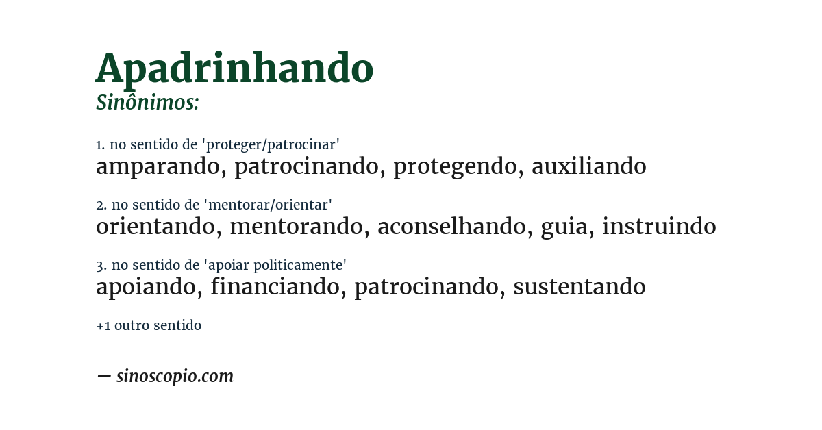 Sinônimo de apadrinhando