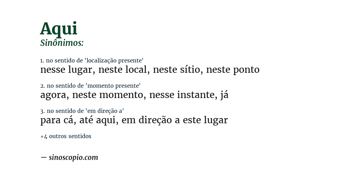 Sinônimo de aqui