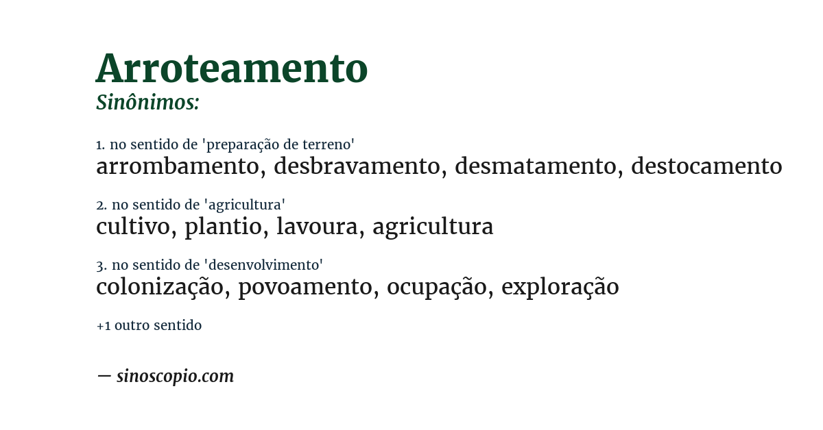 Sinônimo de arroteamento