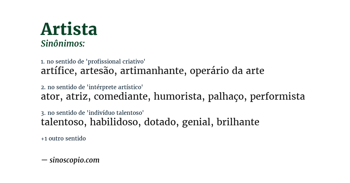 Sinônimo de artista