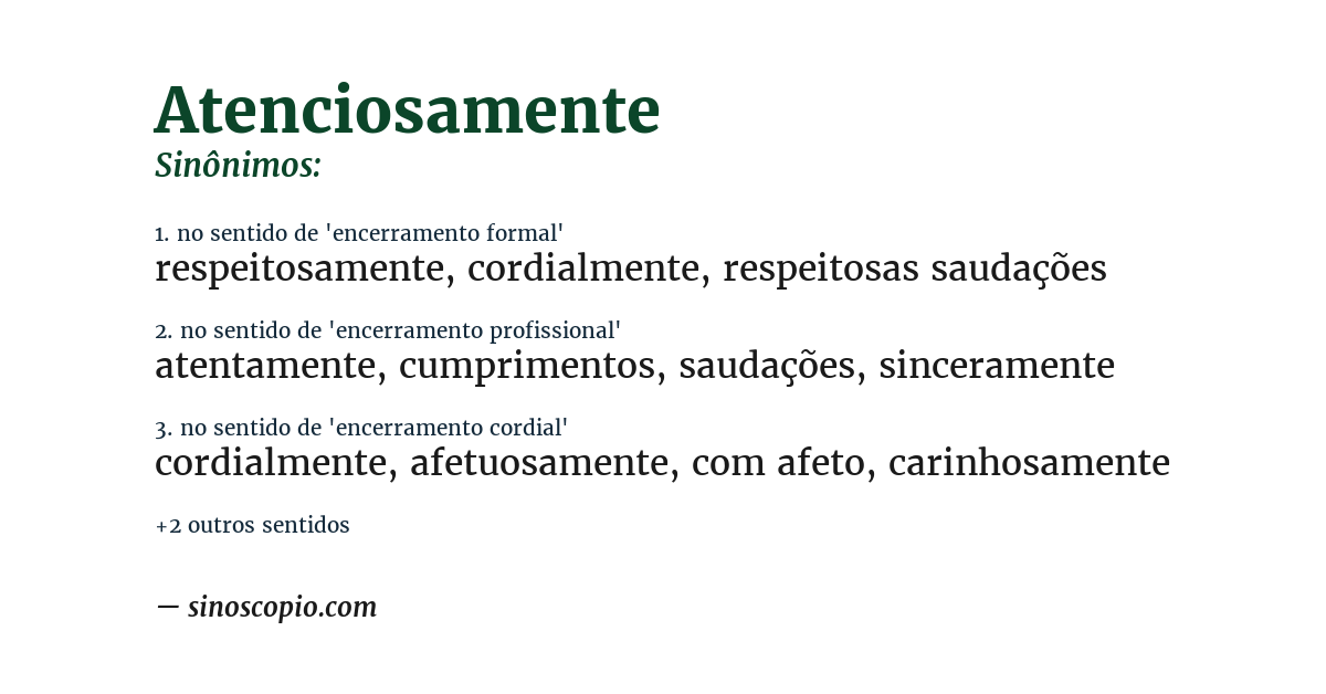 Sinônimo de atenciosamente