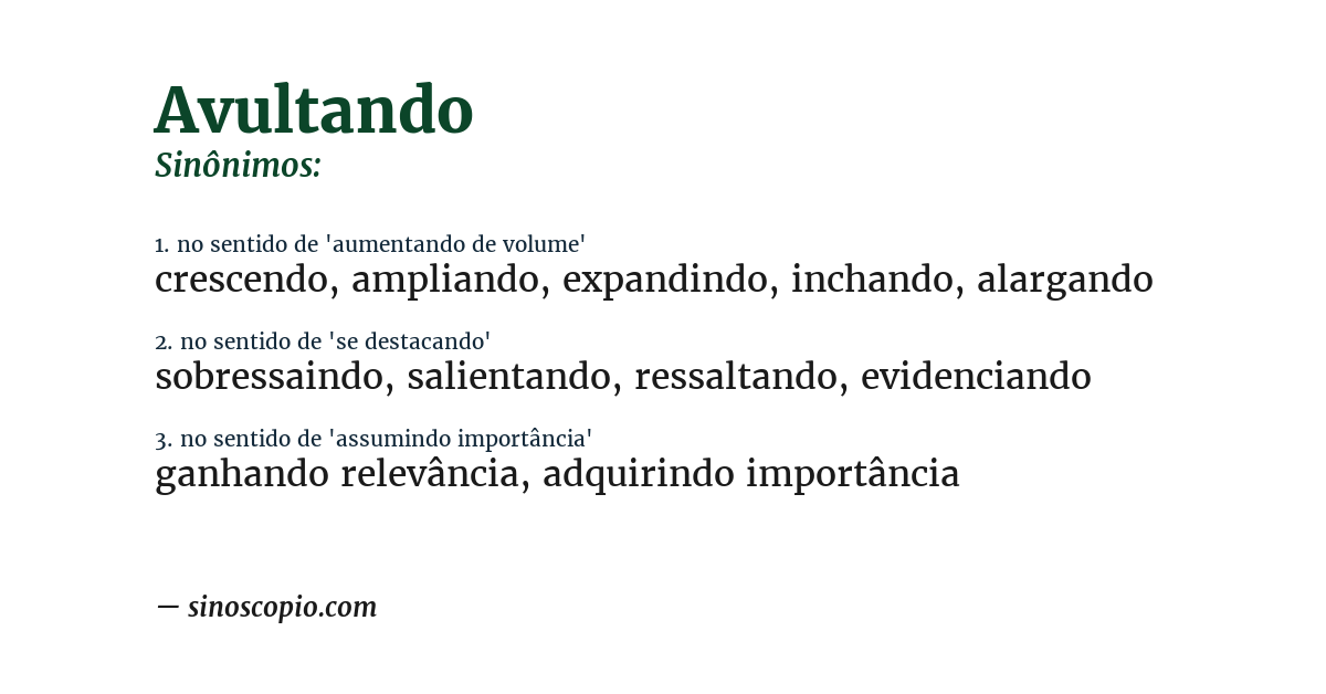 Sinônimo de avultando