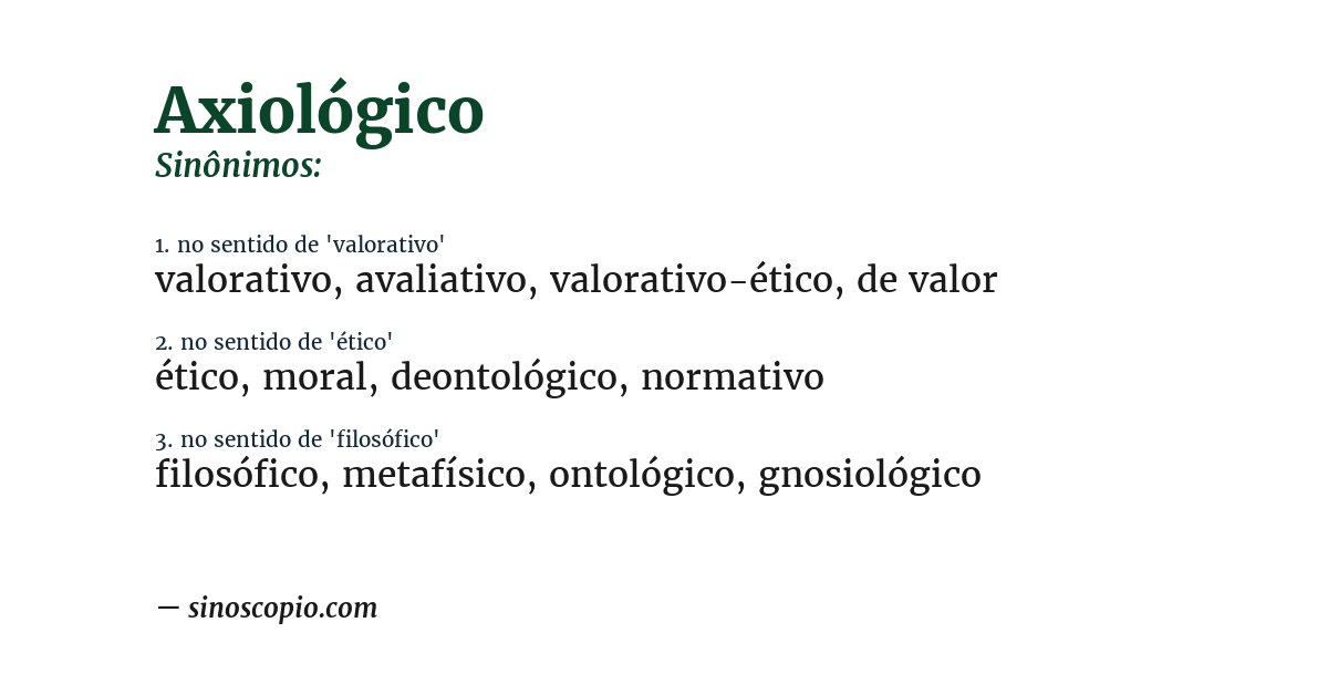 Sinônimo de axiológico