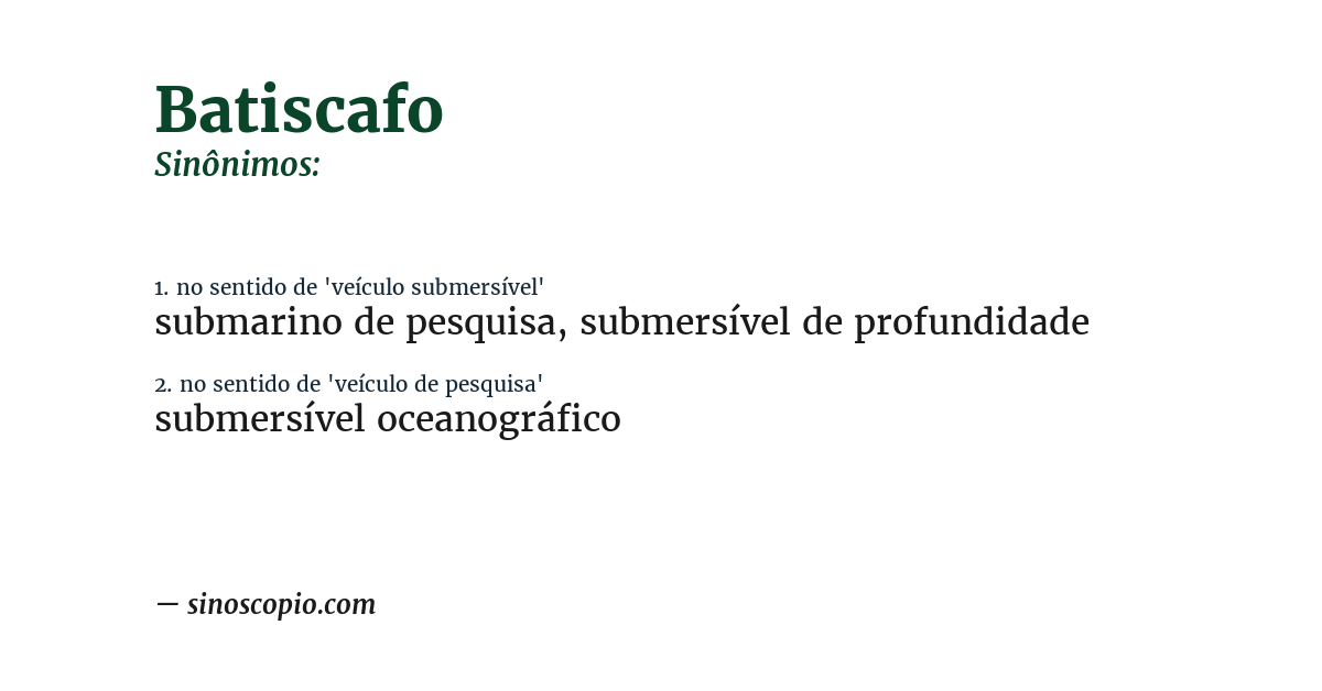 Sinônimo de batiscafo
