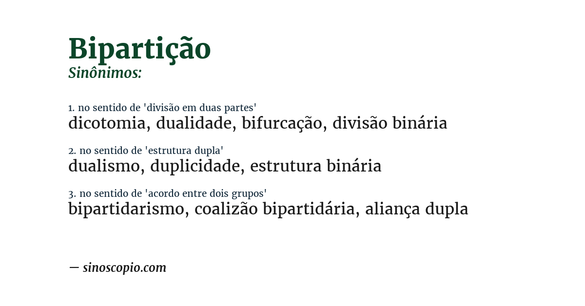 Sinônimo de bipartição