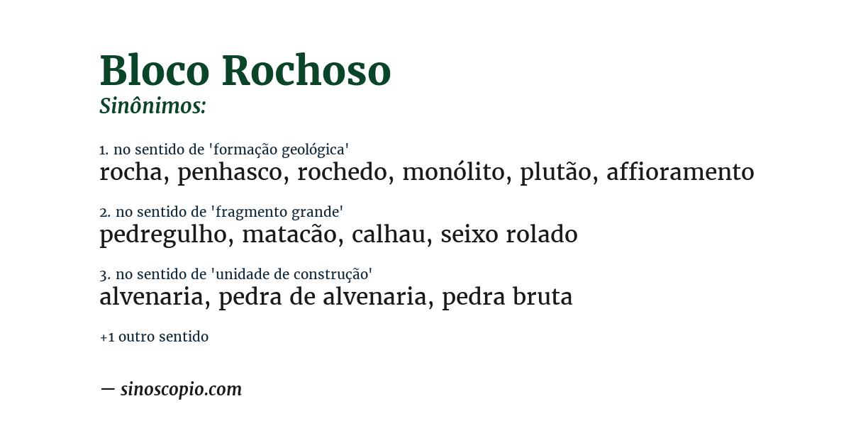 Sinônimo de bloco rochoso