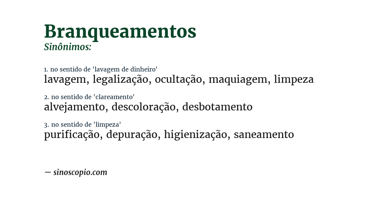 Sinônimo de branqueamentos