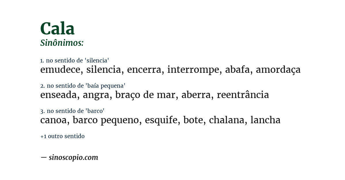 Sinônimo de cala