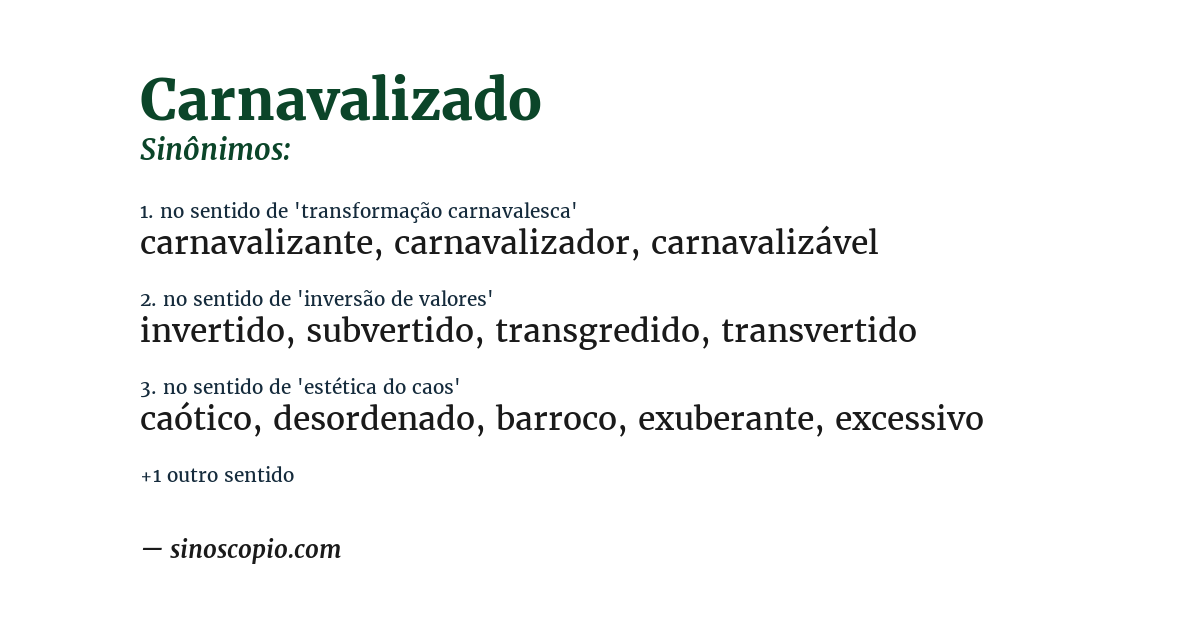 Sinônimo de carnavalizado