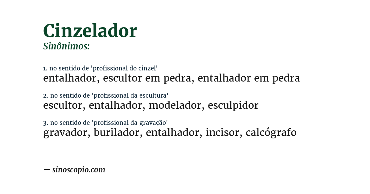 Sinônimo de cinzelador