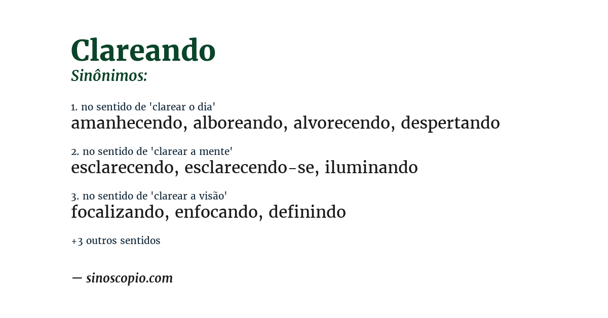 Sinônimo de clareando