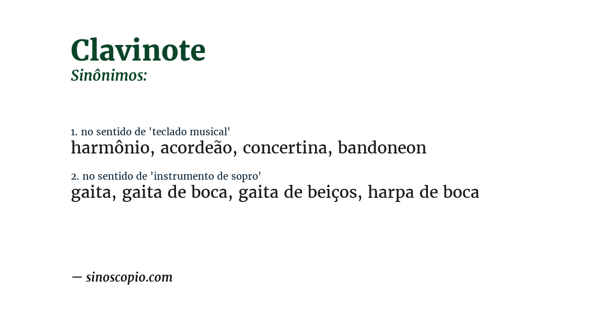 Sinônimo de clavinote