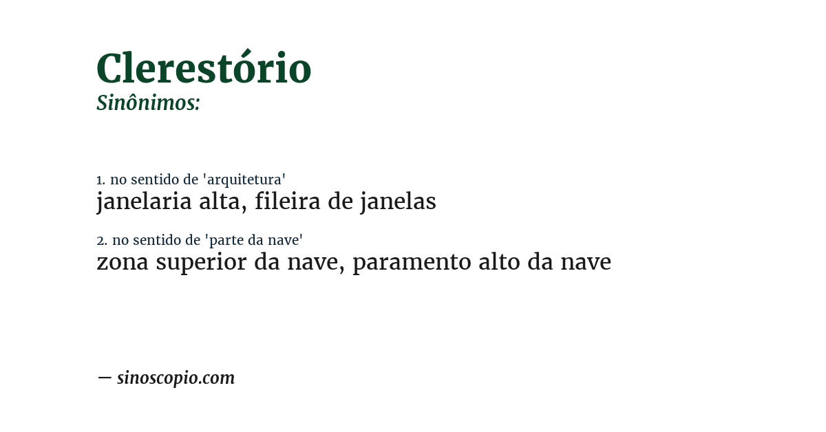 Sinônimo de clerestório