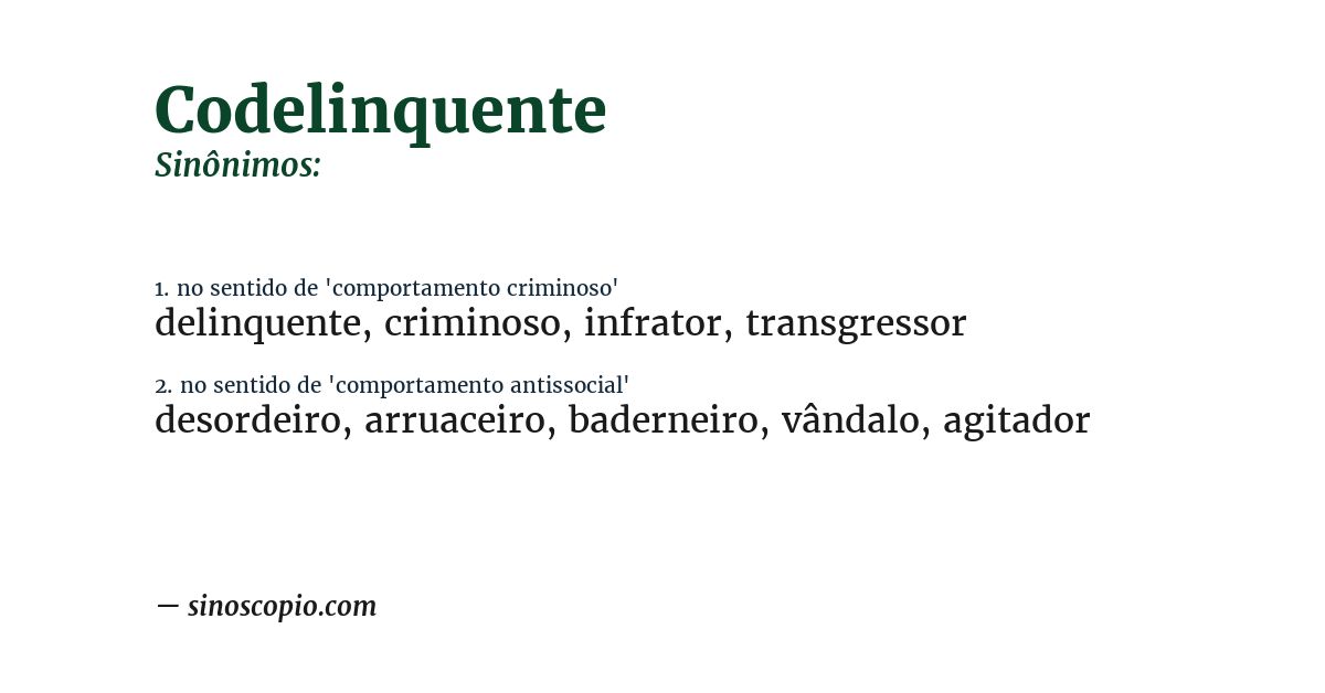 Sinônimo de codelinquente