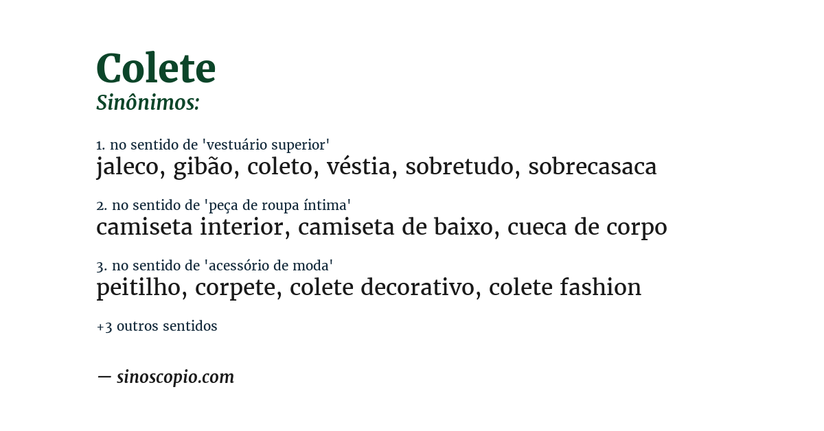Sinônimo de colete