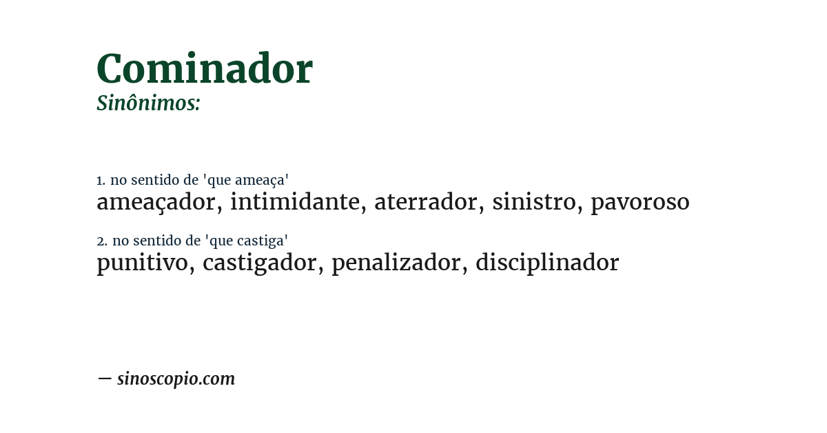 Sinônimo de cominador