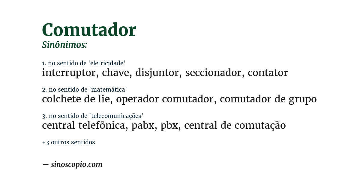 Sinônimo de comutador