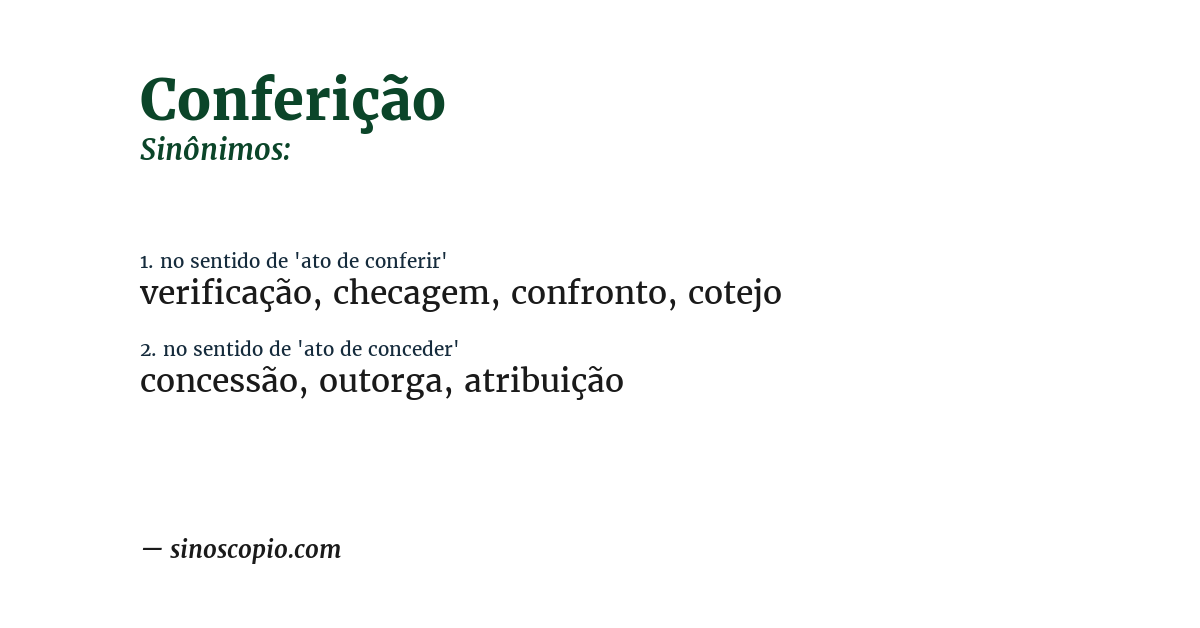 Sinônimo de conferição