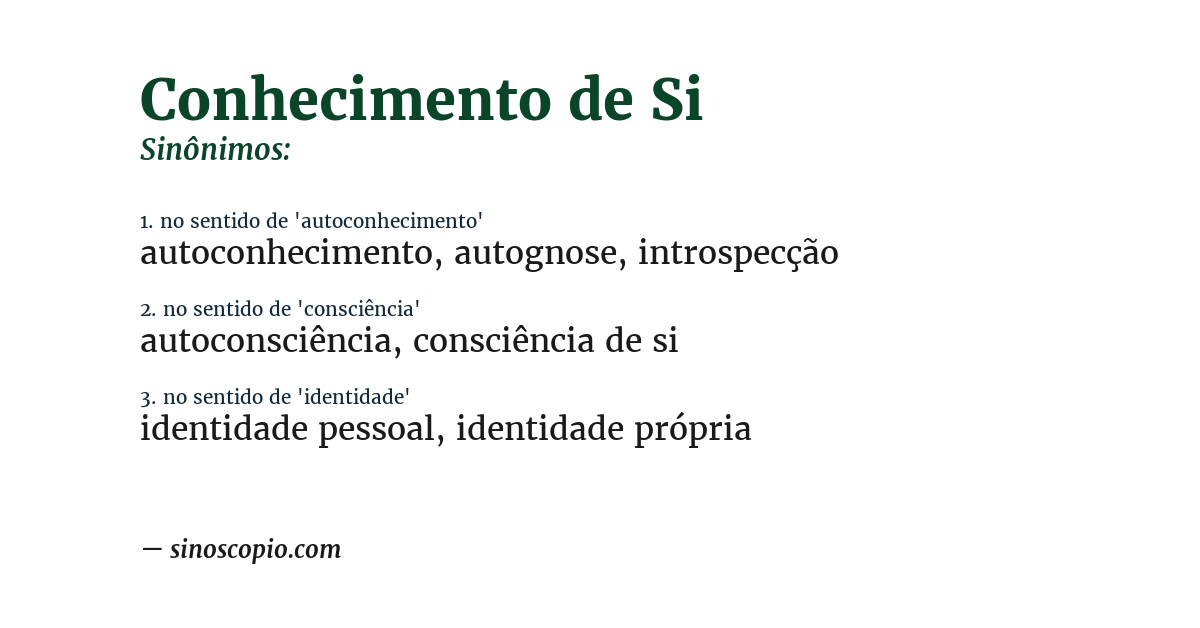 Sinônimo de conhecimento de si