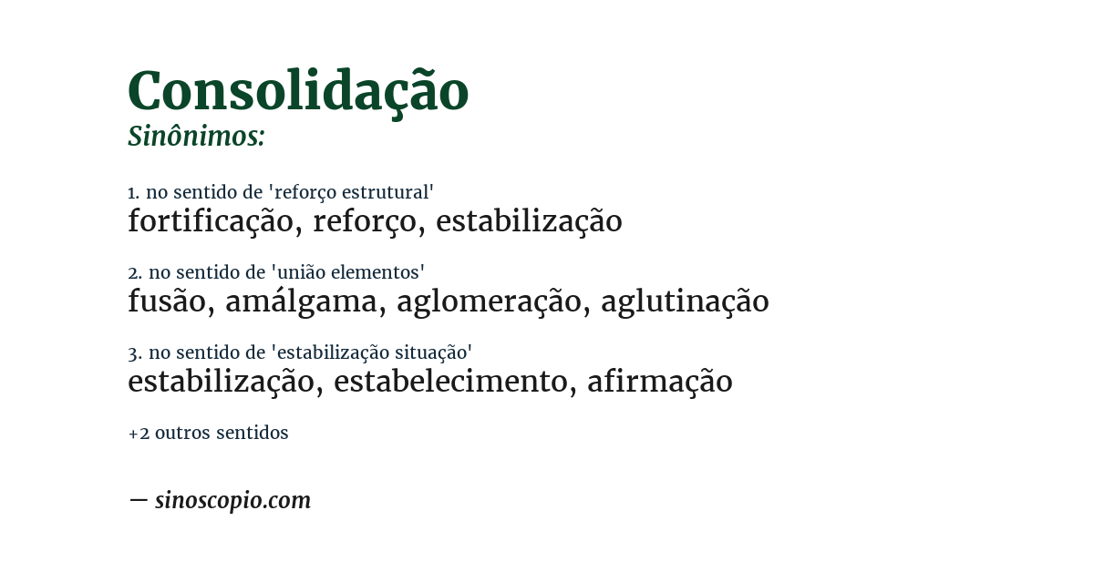 Sinônimo de consolidação