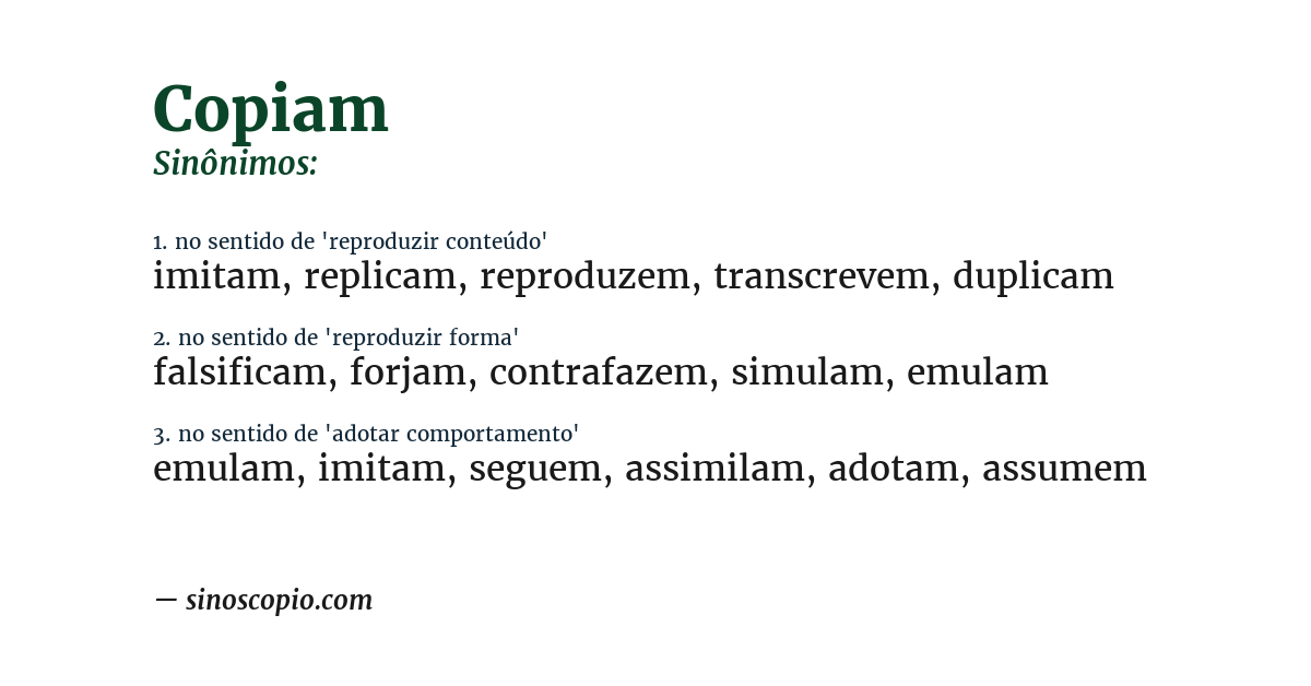 Sinônimo de copiam