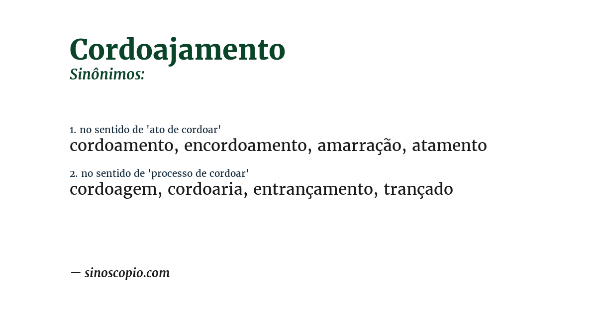 Sinônimo de cordoajamento