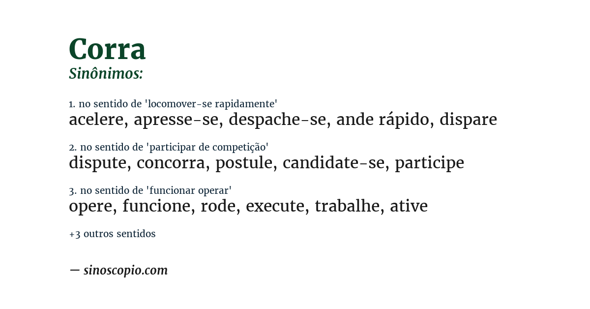 Sinônimo de corra