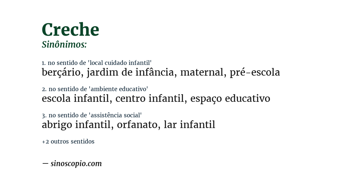 Sinônimo de creche