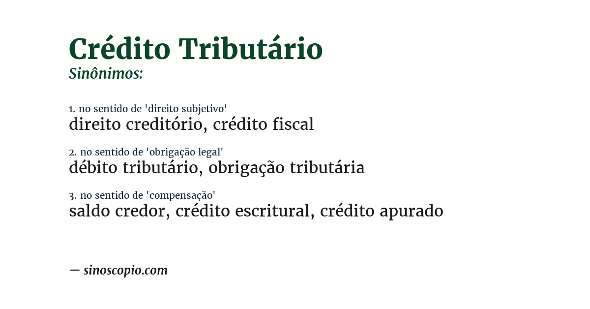 Sinônimo de crédito tributário