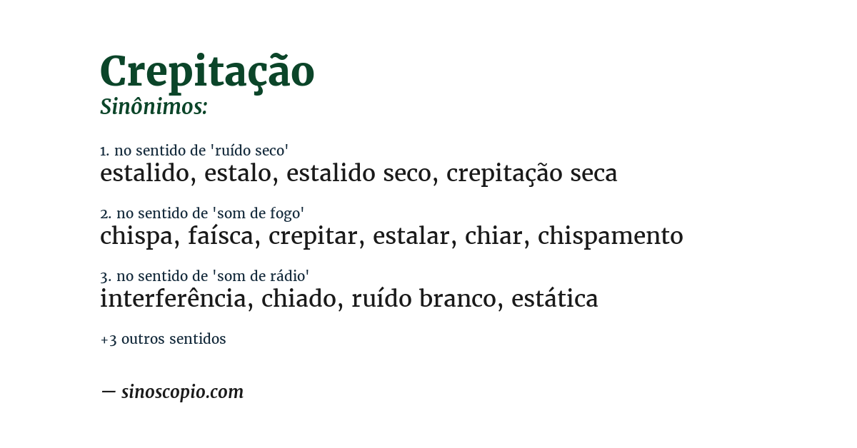 Sinônimo de crepitação