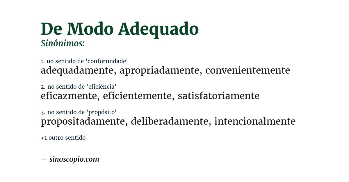 Sinônimo de de modo adequado