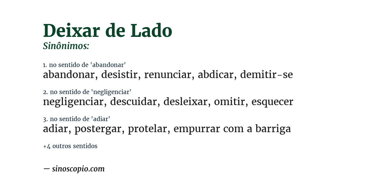 Sinônimo de deixar de lado