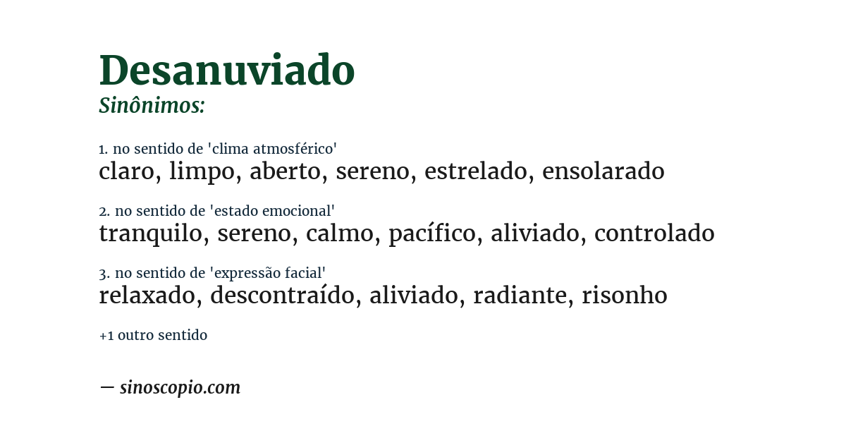 Sinônimo de desanuviado