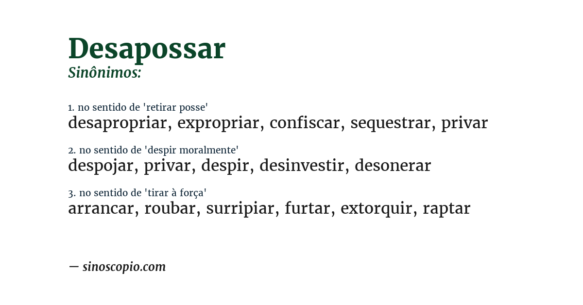 Sinônimo de desapossar