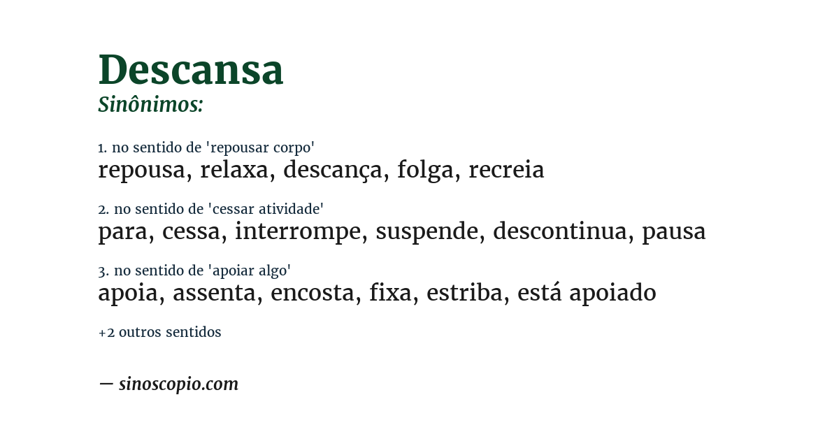 Sinônimo de descansa