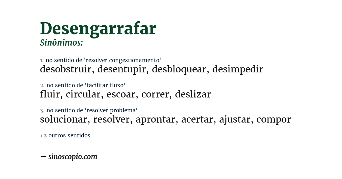 Sinônimo de desengarrafar