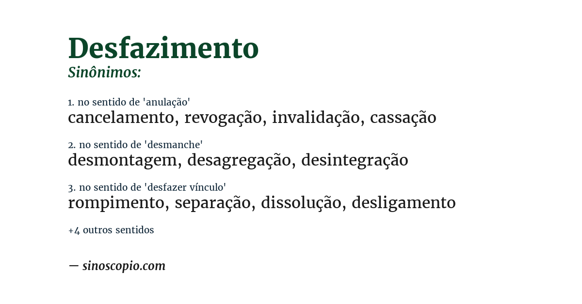 Sinônimo de desfazimento