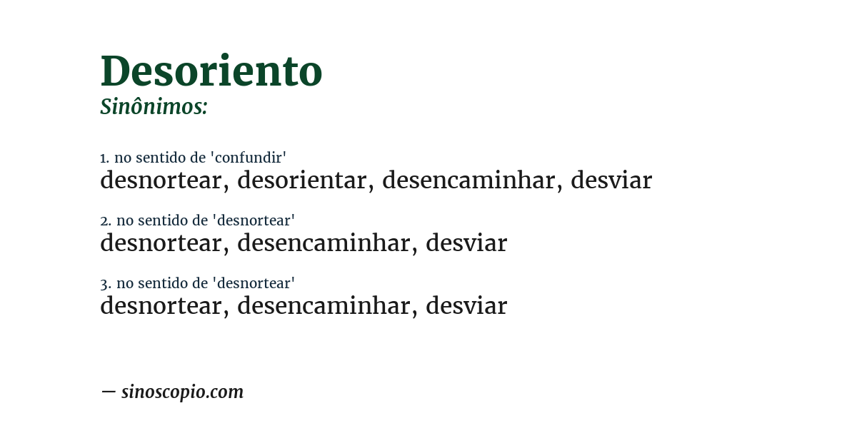 Sinônimo de desoriento