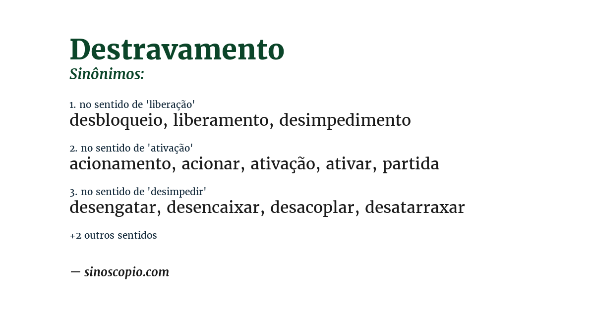 Sinônimo de destravamento