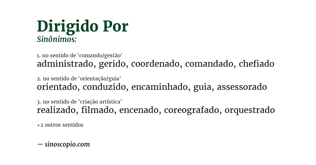 Sinônimo de dirigido por