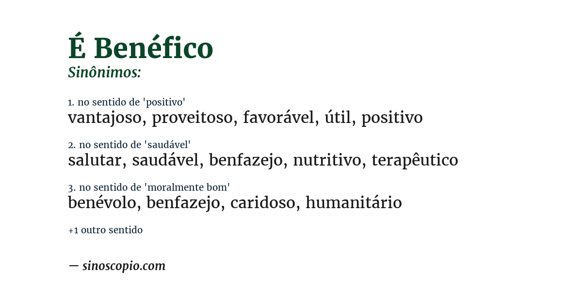 Sinônimo de é benéfico