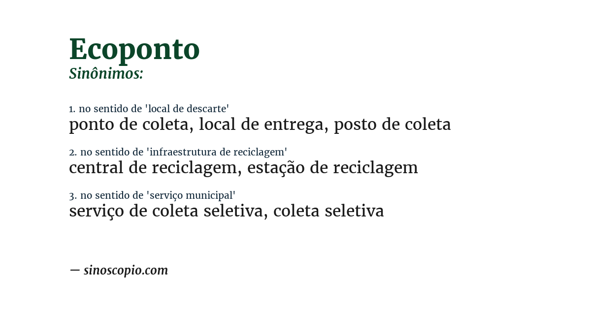 Sinônimo de ecoponto